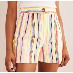 Boden‎ Shorts Textured Striped Women Size 2 Off White New
